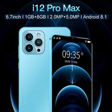 Celulares – Smartphone i12 Pro Max débloqué, téléphone portable, 1 go de RAM, 8 go de ROM, écran U de 6.7 pouces, Android 8.1, 5800mAh
