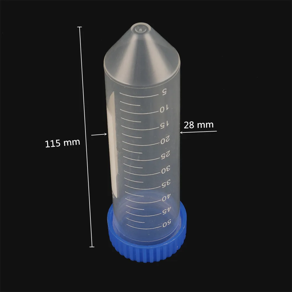 Centrifuge Tube 2Pcs 50ml Plastic Transparent Centrifuge Tube with Scale Free-standing Screw Cap Cone Bottom Laboratory Tool