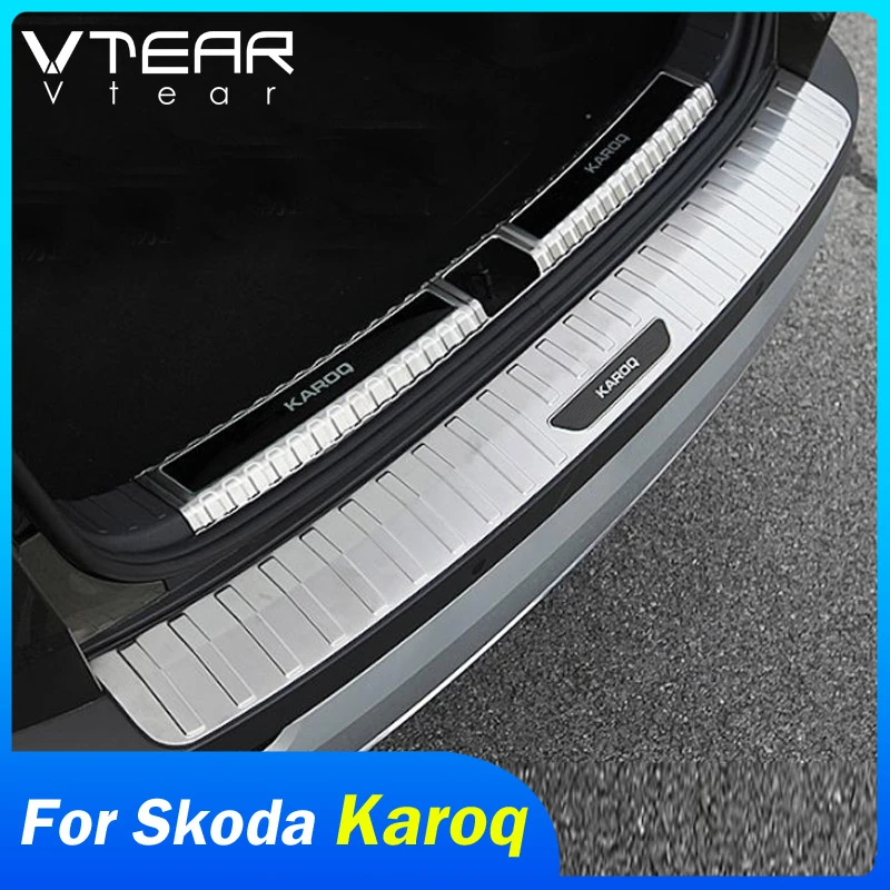 Vtear for Skoda Karoq rear outer guard bumper protector trim cover door