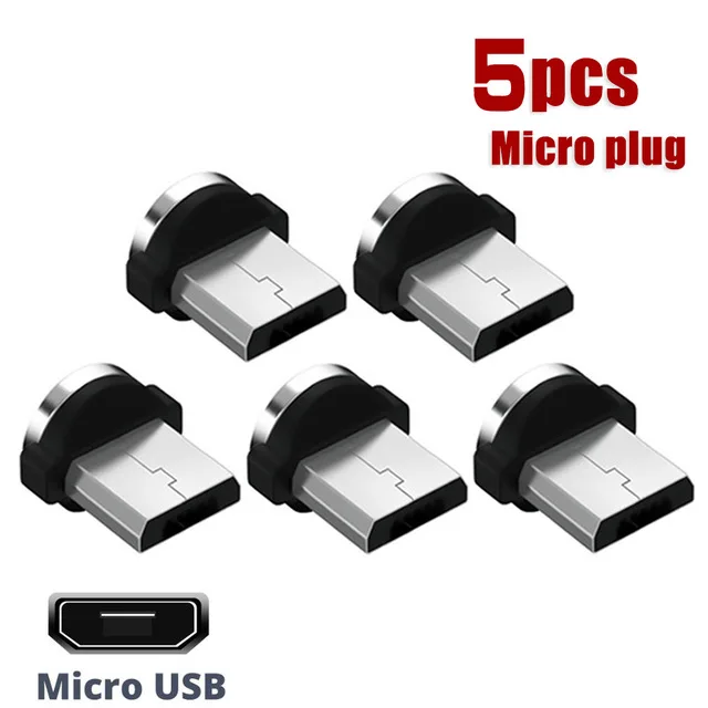 5pcs Round Magnetic Cable plug Type C Micro USB C Plugs Fast Charging Adapter Phone Microusb Type-C Magnet Charger Plug For IOS usb converter for phone Adapters & Converters