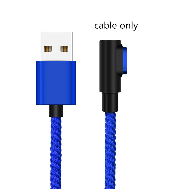 Only Blue Cable Магнитный Кабель 90 градусов 3A, кабель Micro USB type C, кабель для быстрой зарядки и передачи данных для iPhone XS MAX XR SAMSUNG S10 Plus S9+ S8 Note 9 - Цвет: Only Blue Cable