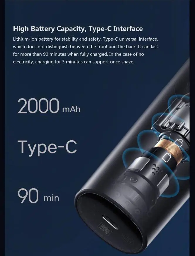 Xiaomi Mijia Reciprocating Electric Shaver Razor 5 Cutter Heads 15,000rpm Type-C Rechargeable Waterproof Omnidirectional Floatin (6)