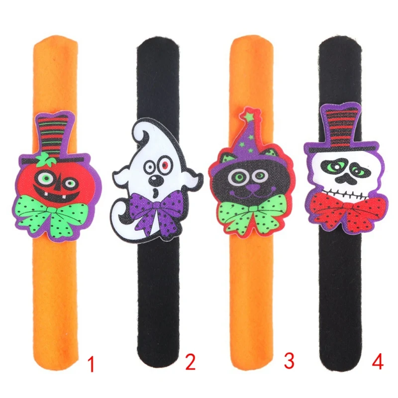 

Halloween Slap Bracelets Hand Ring Wristband Halloween Birthday Party Favors Supplies For Kids Adults Wrist Decoration One Size