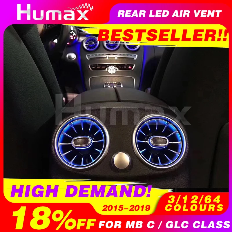 

Rear-seat LED turbine air vent For Mercedes C /E/ GLC class w205 w213 x253 LED air vent synchronized with ambient light