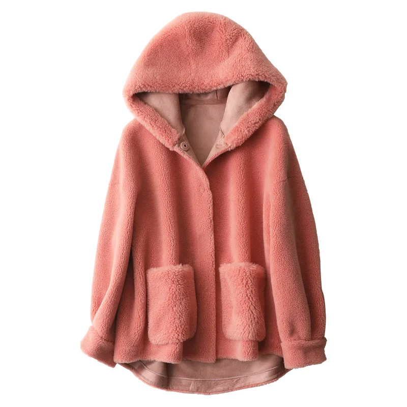 

Autumn Winter Wool Coat Women Clothes 2020 Korean Vintage Hooded Sheep Shearling Fur Women Tops Abrigo Mujer KQN59325 ZT2881