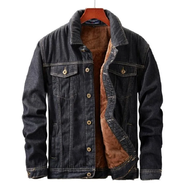 

winter Men Jacket And Coat Warm Fleece Denim Jacket Fashion Mens Jean Jackets Outwear Male Cowboy