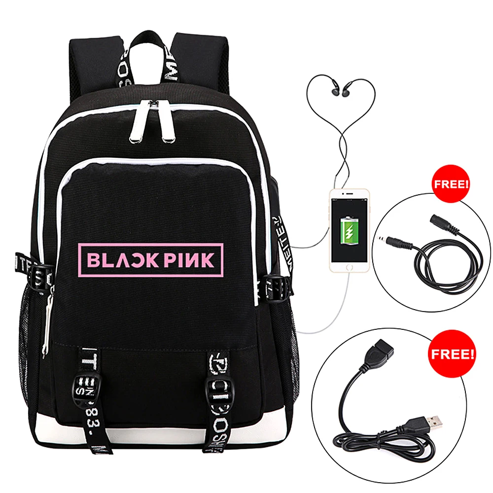 

BLACKPINK Backpack Multi-function USB Charging for Teenagers Boys Student Girls School Bags Travel Luminous Bag Laptop Pack