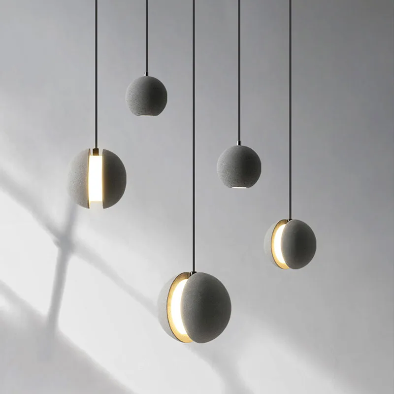 Creative Nordic LED Pendant Light Restaurant Coffee Shop Moon Art Pendant Lamp Bedroom Bedside Bar Industrial Cement Luminaires