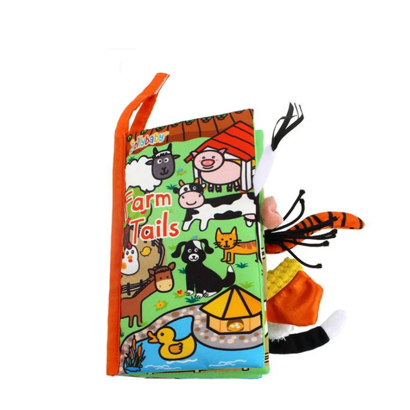 baby toys soft plush educational cloth book animal tail Not torn stereoscopic infant baby cloth books baby toys 0-12 month - Цвет: 01