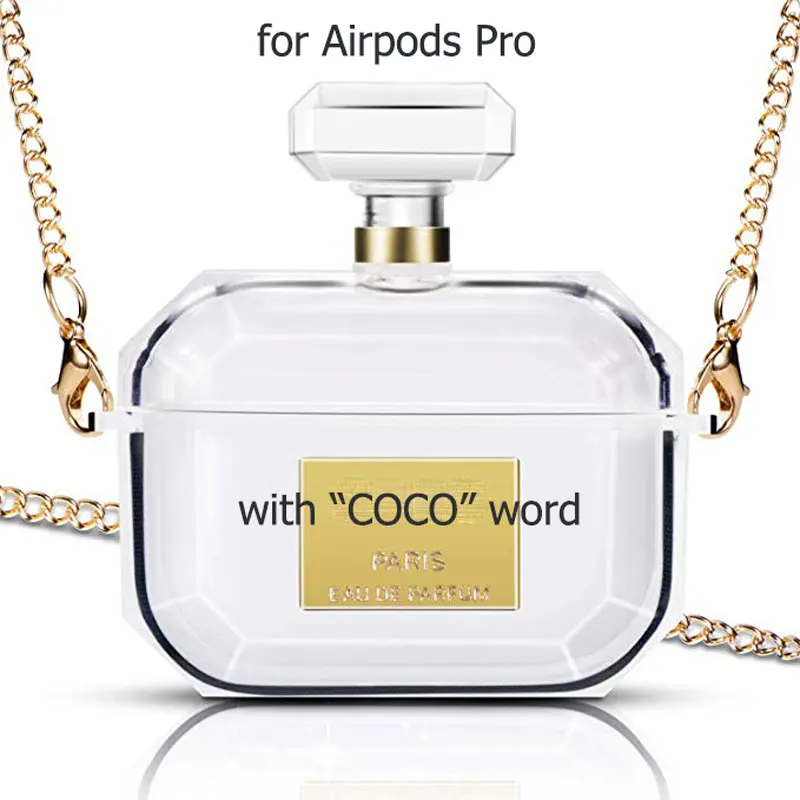 Флакон духов силиконовый чехол для Airpods1/2 или Airpods Pro Наушники Защитная крышка Bluetooth наушники зарядный чехол с цепочкой - Цвет: COCO Airpods Pro 2
