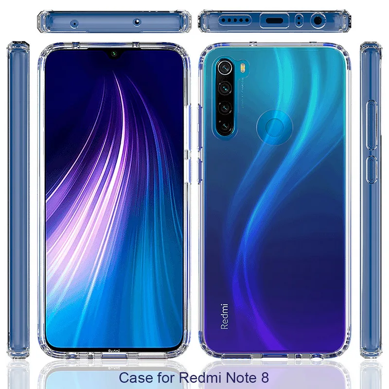 Для Xiaomi Redmi Note 8 чехол Кристальный Гибридный Бампер прозрачная твердая акриловая задняя крышка для Xiaomi Redmi Note 8 Note8 чехол для телефона s Coque
