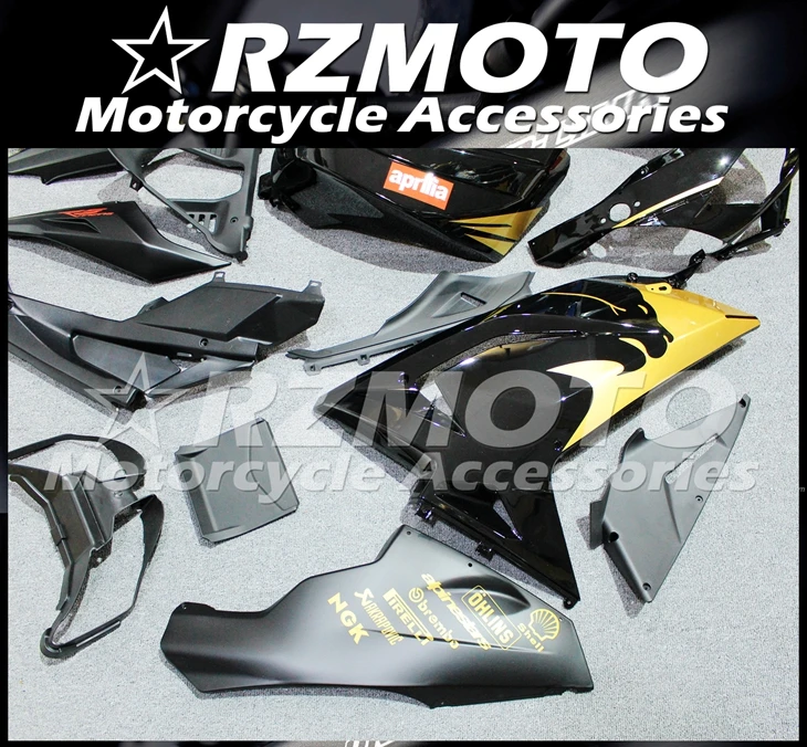 Инъекций ABS Полный обтекатели Наборы подходит для Aprilia RS125 2006 2007 2008 2009 2010 2011 06 07 08 09 10 11 Боди Комплект цвет черный, золотистый