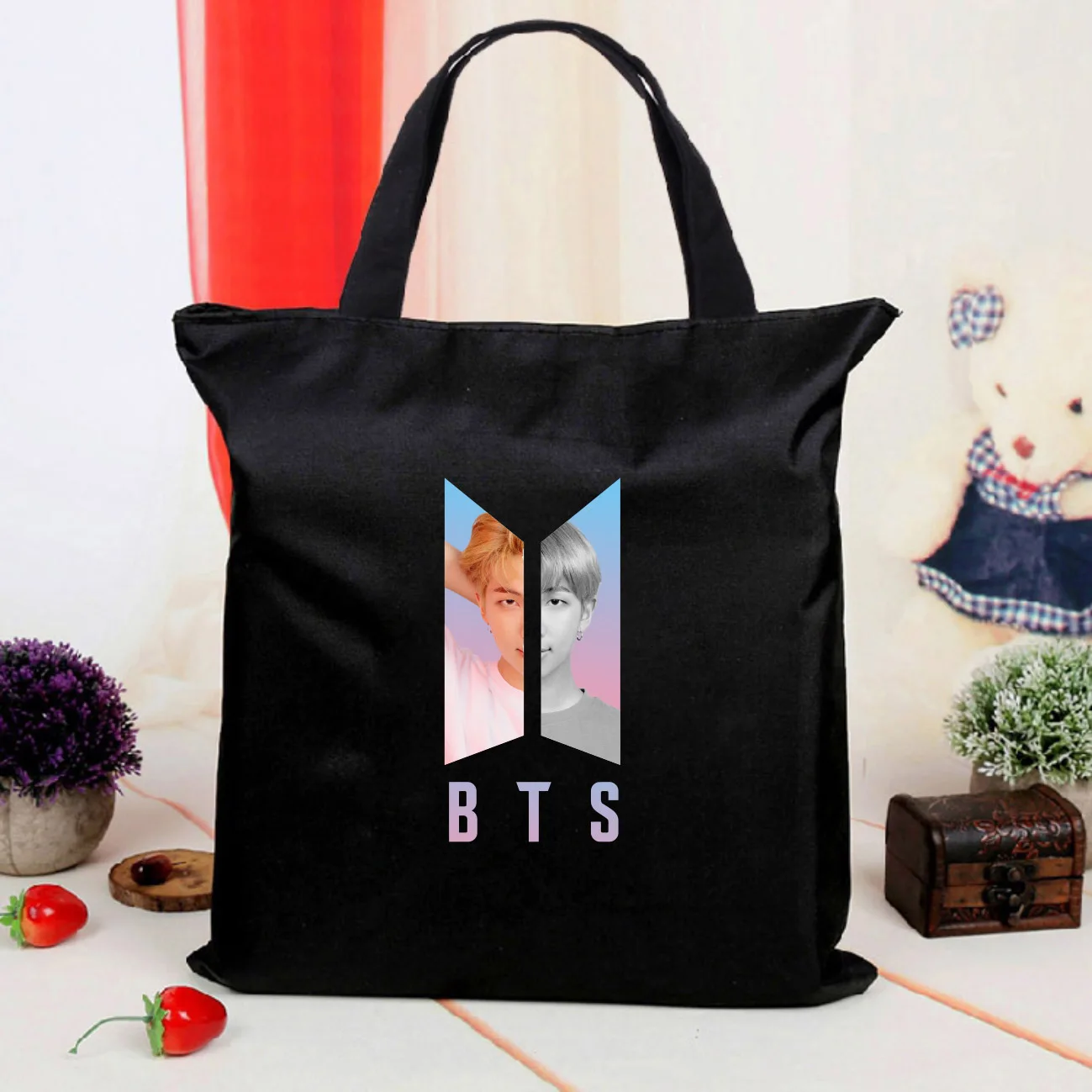 Bangtan мальчики простые женские эко многоразовая посылка элегантные холщовые сумки литературные сумки на плечо повседневные хозяйственные сумки для девочек - Цвет: Фиолетовый