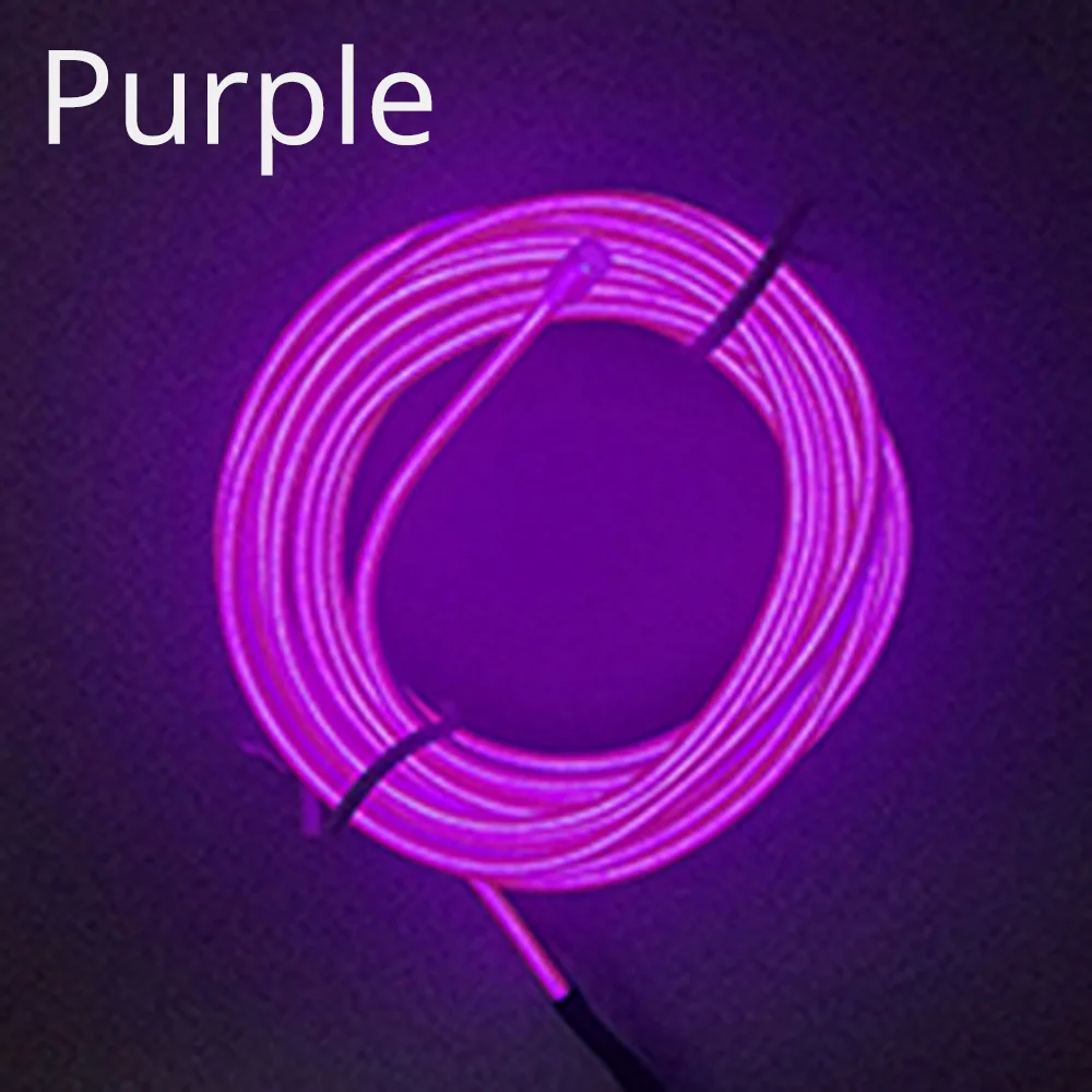 1 м/2 м/3 м/5 м освещение салона автомобиля Авто Светодиодная лента провод веревка трубка гибкий неоновый светильник с 12 В USB сигаретный привод - Испускаемый цвет: Purple