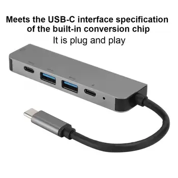 

HDMI Hub 5-in-1 USB-C to Type-C 3 USB 3.0 Hub HDMI Rj45 Ethernet Mini SDTF OTG Adapter for Thunderbolt 3