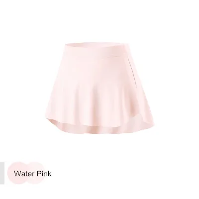 Water Pink Балетная юбка с листьями лотоса для взрослых женщин, Базовая тренировочная одежда для гимнастики, танцев, тренировочная марлевая узкая короткая юбка - Цвет: Water Pink