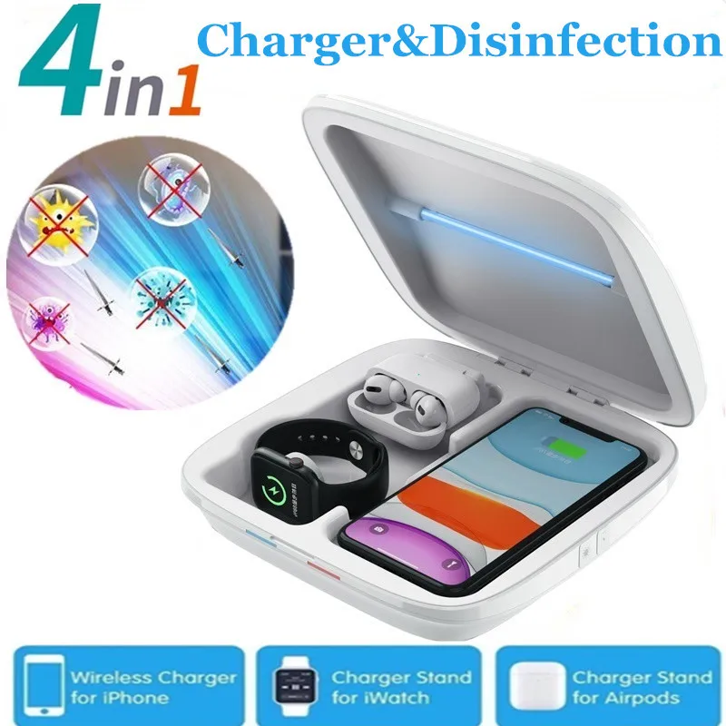 

2020 4 in 1Multifunctional UV Sterilizer Disinfection Box for iPhone 11Pro/Xr/Xs Max Apple Watch Airpods Sterilization Box