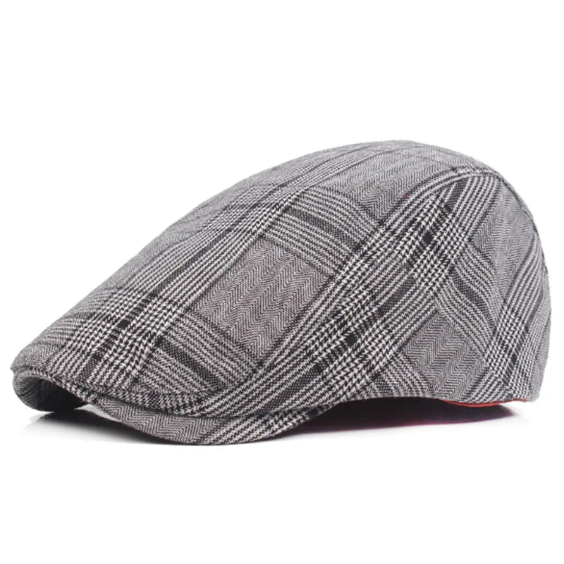 New Men Plaid Cotton Sports Berets Caps Autumn Women Casual Unisex Adjustable Berets Gorras Newsboy Hat - Цвет: 03