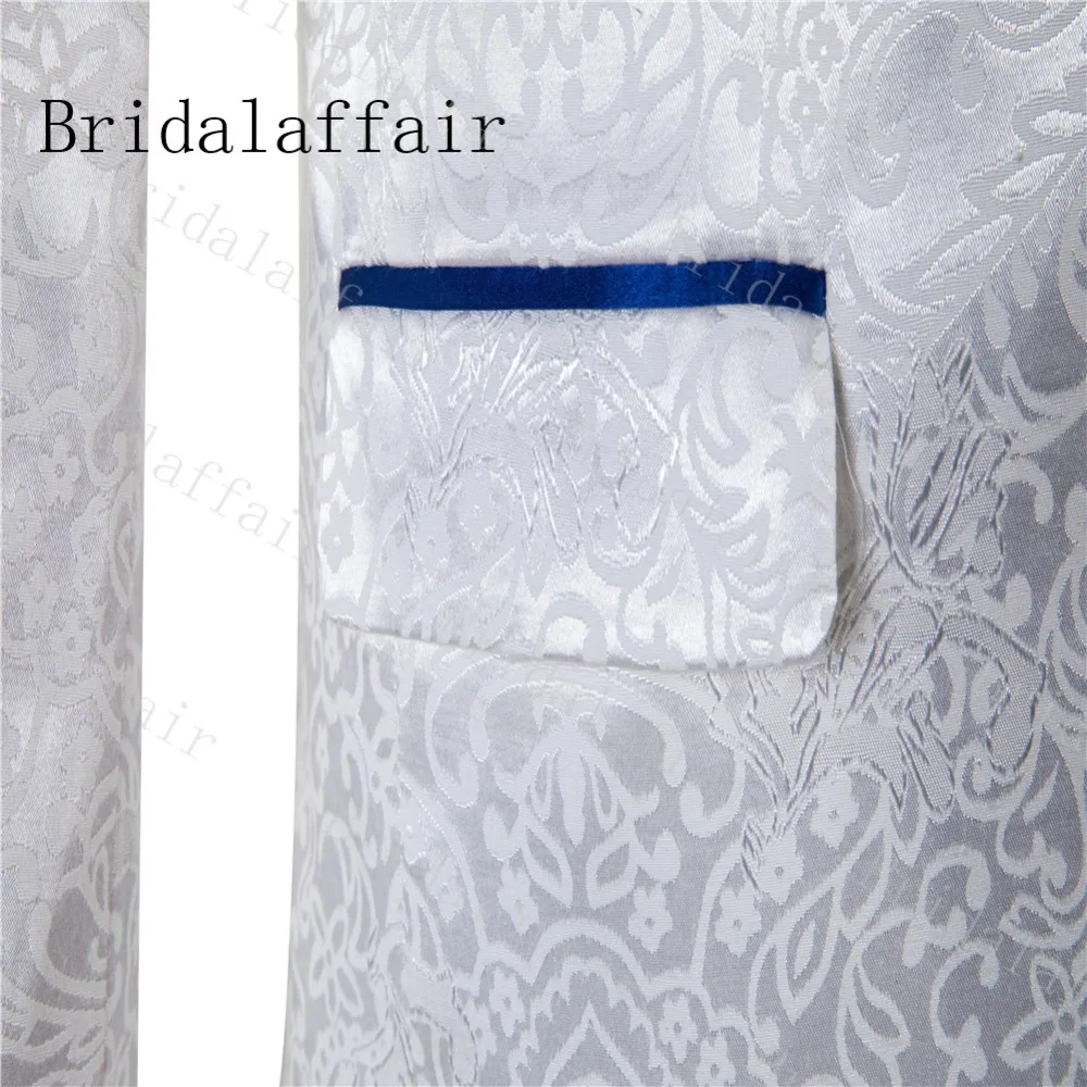 Bridalaffair одежда цвета слоновой кости белый Jacqaurd смокинг мужские свадебные костюмы костюм смокинг жениха Формальные костюмы(куртка+ брюки+ жилет