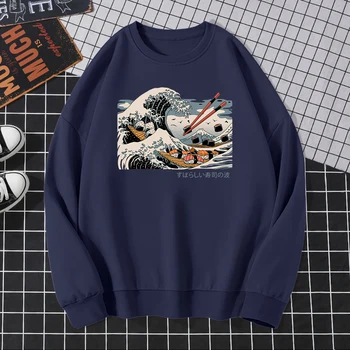 Mens Sweatshirts Cartoon The Great Wave Male Brand Tracksuit Casual Harajuku Costume Hip Hop Men's Outerwear Men Pullover 2