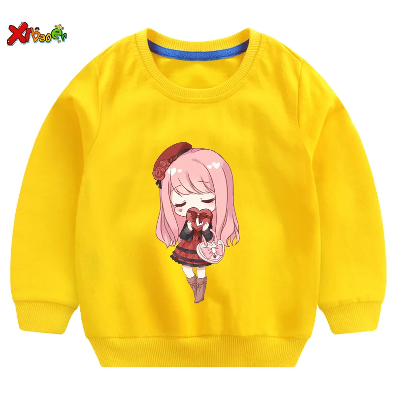 Толстовки для девочек; Детский свитер; Одежда для маленьких девочек; крутой Топ для мальчиков; сезон осень; Симпатичная манга с длинными рукавами; Новинка года; Детские футболки с героями мультфильмов - Цвет: sweatshirt yellow