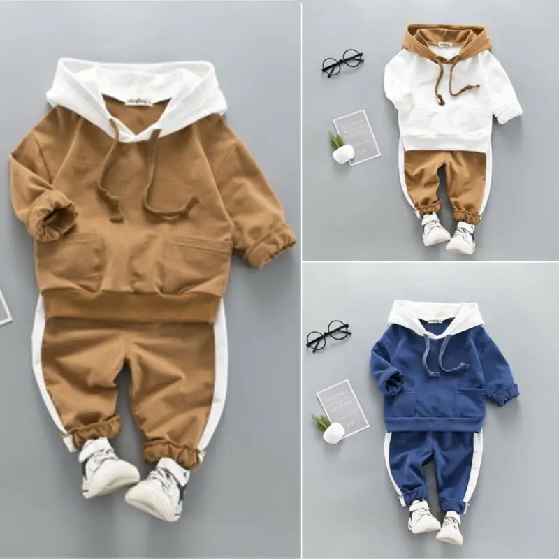 2PCSToddler Kids Baby Boy Girls Outfits Clothes Set Hoodie Tops+Pants Tracksuit