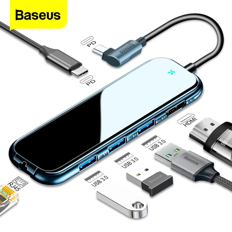 Baseus Usb タイプ C ハブ Hdmi Rj45 Lan マルチ Usb 3 0 Pd アダプタ Usb C ハブ Macbook Pro の空気ドック Usbc タイプ C ハブスプリッタ Hab Usbハブ Aliexpress