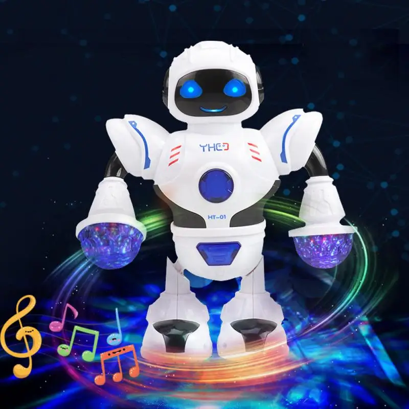 

Mini Smart Electronic Dazzling Music Robot LED Light Electric Dancing Space Walking Robot Toy Educational Toys Gift For Child