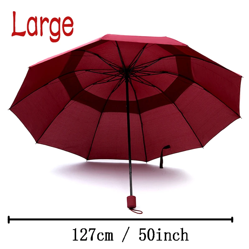 Folding Umbrella Large Double layer Travel Umbrella Waterproof for 3-4 people 125CM Diameter