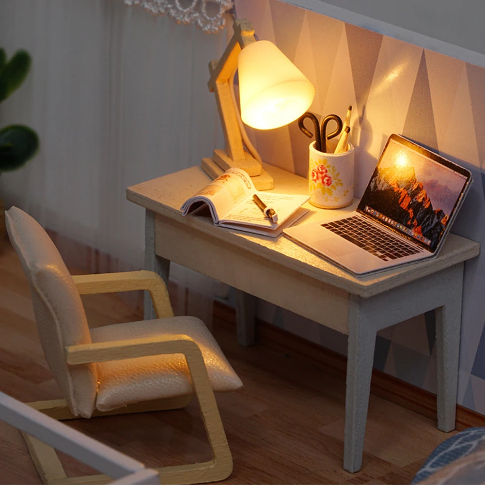 Светодиодный Миниатюрный Кукольный дом DIY ручной работы, модель ремесла Настольный Декор игрушка подарок для детей Миниатюрные 2 этажа вилла изысканный реальные фотографии