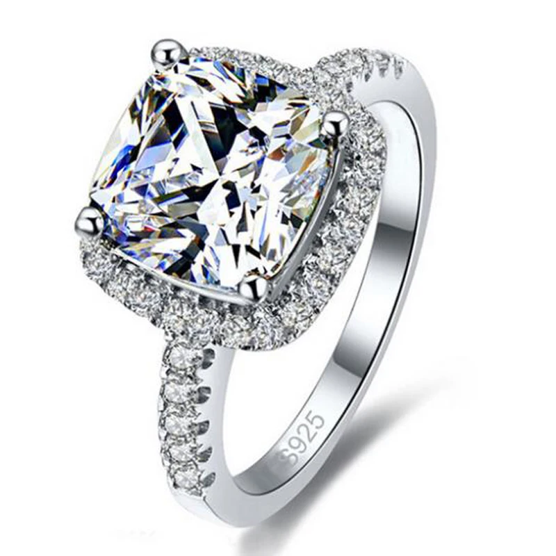 Women Crystal 925 Sterling Silver Rings For Wedding Engagement Jewelry Accessory Fine Rhinestone Anillos Gift silver ring wedding rings silver rings
