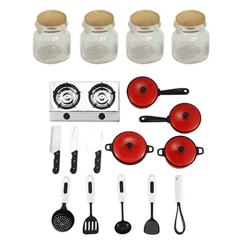 

1 Set 1:12 Scale Dollhouse Food Jar Kitchen Decoration & 1 Set Kitchenware Cookware Set Kitchen Accessory Model