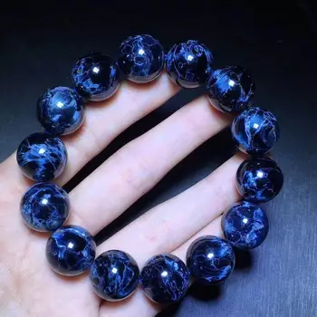 

Certificate 15mm Natural Pietersite Blue Yellow Genuine Gemstone Big Round Beads Stretch Healing Bracelet Namibia AAAAAA