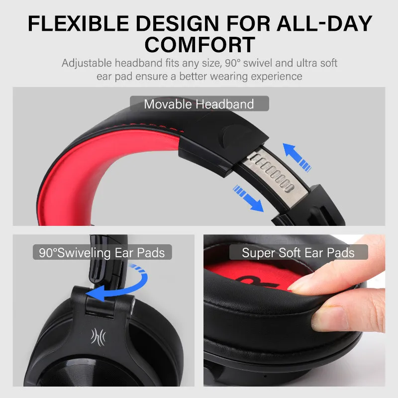 Oneodio Fusion Professional Wired Studio DJ Headphones + Wireless Bluetooth 5.0 Headset HIFI Stereo Monitor Headphone With Mic
