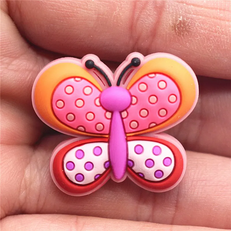 Butterfly E Высокое имитация бабочки и Божья коровка аксессуары для обуви Новинка 1 шт. садовая обувь Оригинальные очаровательные украшения подходят Croc jibz подарки для детей - Цвет: Butterfly E