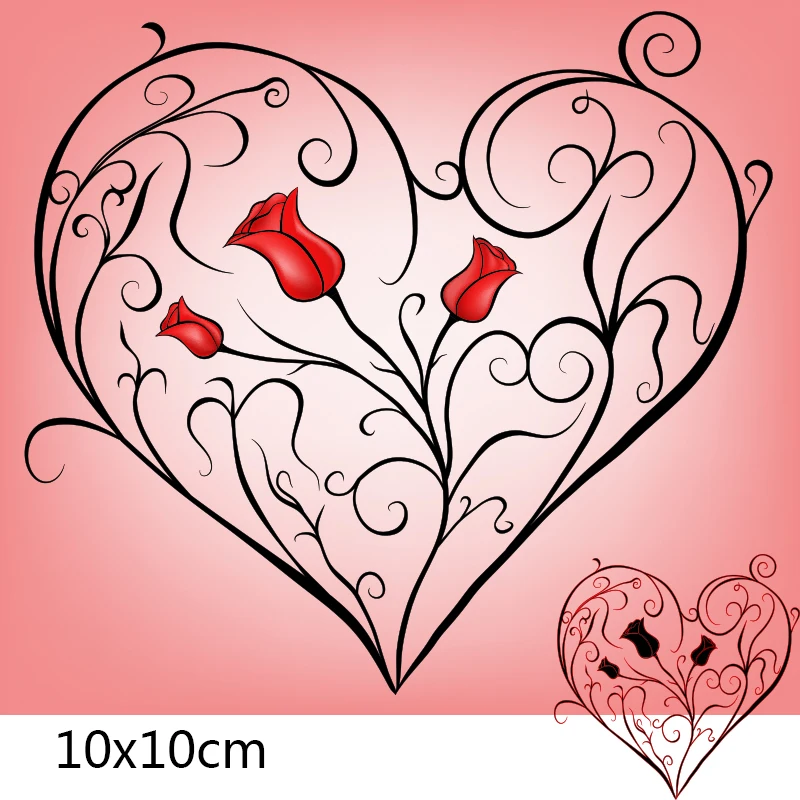 100*100 мм полые цветочные сердца новые металлические режущие штампы украшение