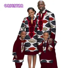 Повседневные Семейные комплекты для папы, мамы и сына; комплект из топа с длинными рукавами и штанов; женское платье; одежда с принтом в африканском стиле; WYQ117