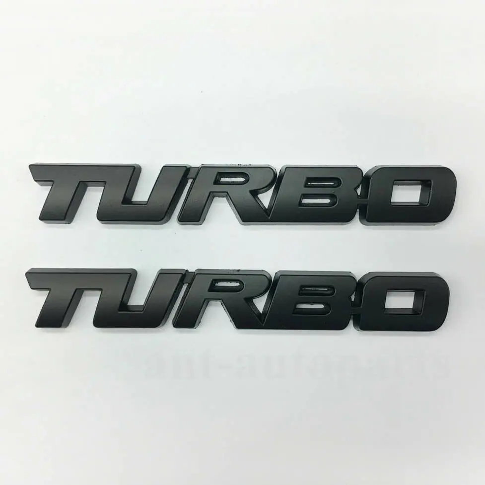 

2x Matte Black Metal Turbo Emblem Rear Trunk Tailgate Decal Sticker Badge