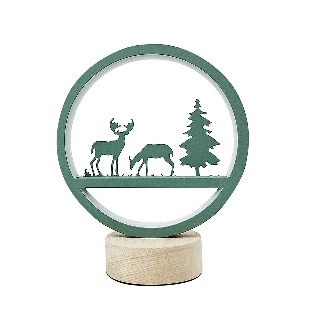 

2020 Christmas DIY Led Light Wooden House Xmas Tree Luminous Decoration Elk Santa Clause Snowman Hanging Pendant Merry Christmas