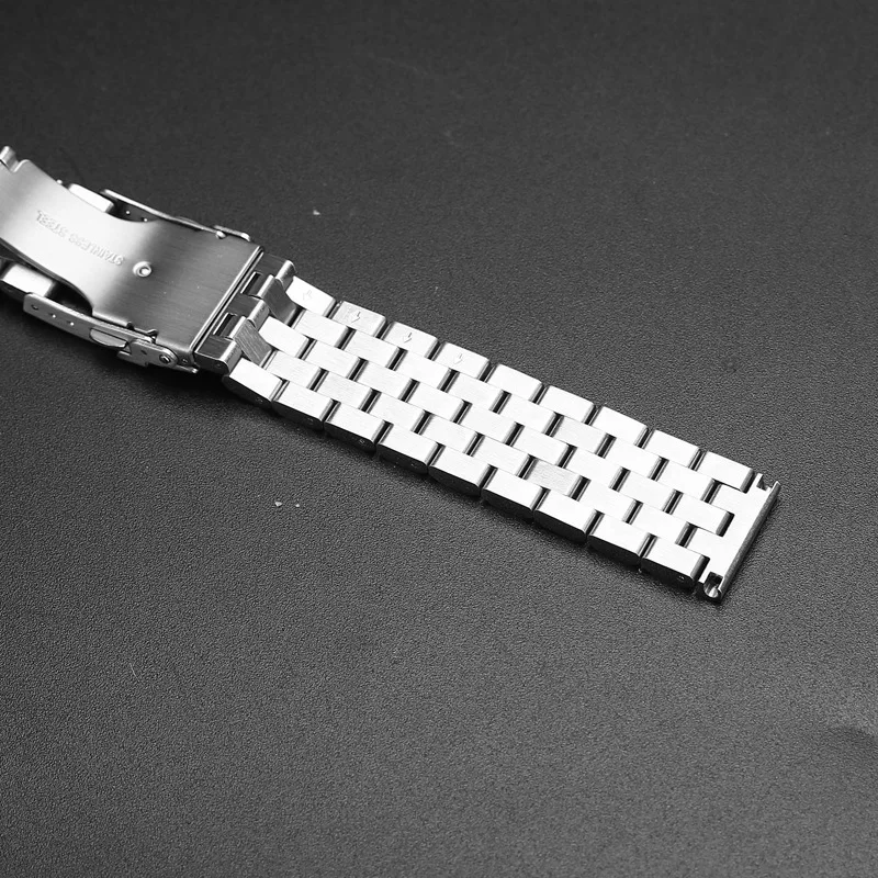 New Solid Full Stainless Steel Watch Band Flat Interface Men Women Universal Double Lock Buckle Strap 18 20 22mm 24mm With Tools