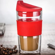 Путешествия Стекло открытый кофе чашка двойное стекло автомобиля стекло изоляции скольжения силиконовый костюм офис подарок колеса