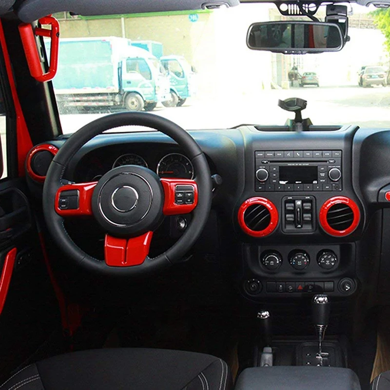 Крышка вентиляционного отверстия кондиционера отделка акценты для Jeep Wrangler JK JKU Unlimited 2007-(4 шт, красный