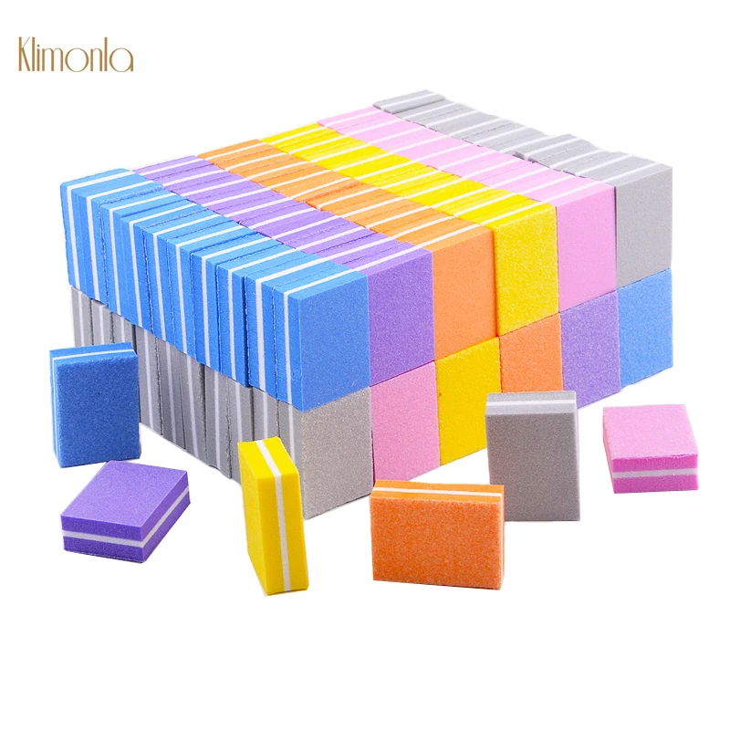 

100Pcs/Pack Mix 6 Color Mini Square Sponge Nail File 100/180 Grit Double Side Sanding Files DIY Nails Care Salon Tools Supplier