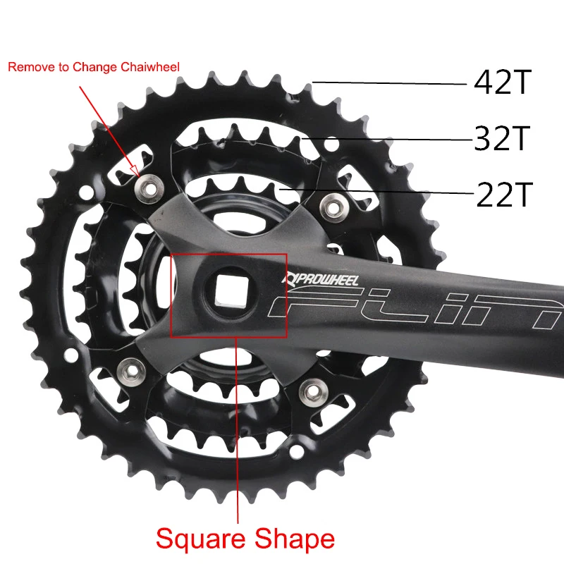 PROWHEEL набор кривошипов для горных велосипедов 7/8/9 скоростей MTB 44 32 22T 170 мм|Шатун и