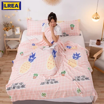 

LREA High Density плед pineapple print coral fleece blanket adult travel throw winter decorations for home