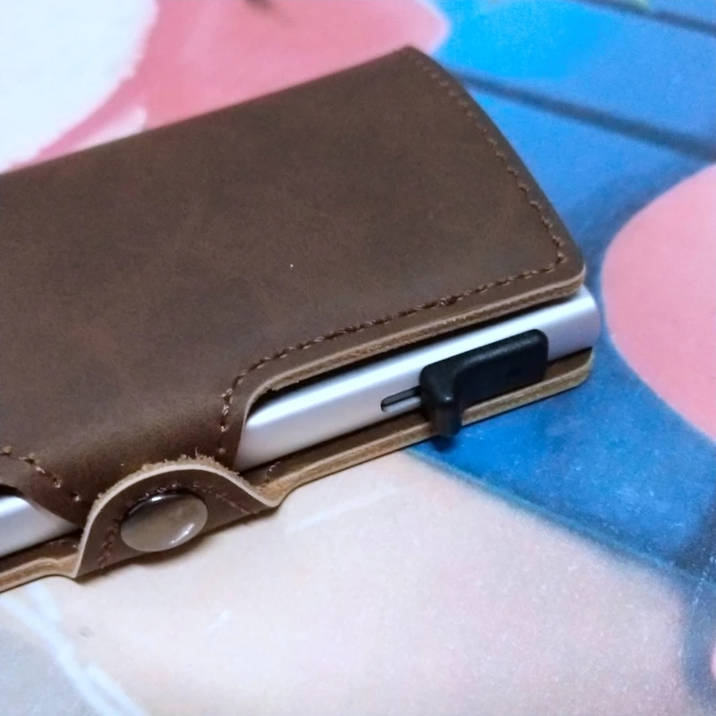 BiPtyDam алюминиевый Женский Мужской карт-Холдер, кошелек Тонкий Мини Rfid Блокировка кошельки выскальзывает визитная карточка держатель Porte Carte Credito