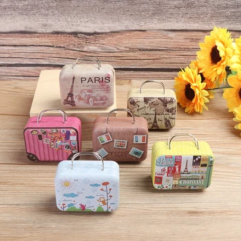 

Miniature Trunk Fashion Dollhouse Decoration Playing House Cartoon Pattern Toys Accessories Metal Jewellery Box Doll Suitcase