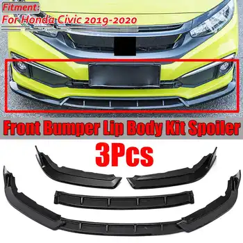 

3PCS Detachable Car Front Bumper Lip Splitter Spoiler Diffuser Deflector Body Kit Protection Guard For Honda For Civic 2019 2020