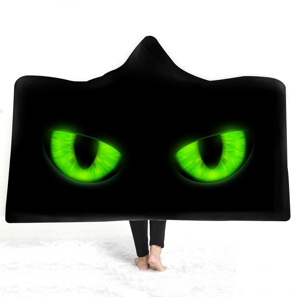 

Animal eye Hooded Blanket Sherpa Fleece Wearable plush Throw Blanket on Bed Sofa For Adults Kid Warm Wearable Fleece Throw B145