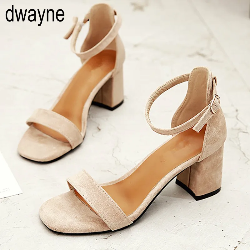 

Black Gladiator Sandals Summer Office High Heels Shoes Woman Buckle Strap Pumps Casual Women Shoes Plus Size 34-40 dfv789